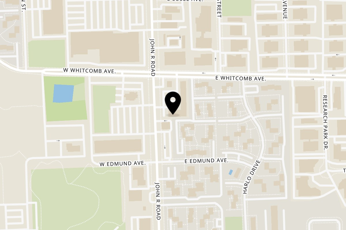 Map showing the location of Swagat Indian Cuisine on 31632 John R Rd in Madison Heights